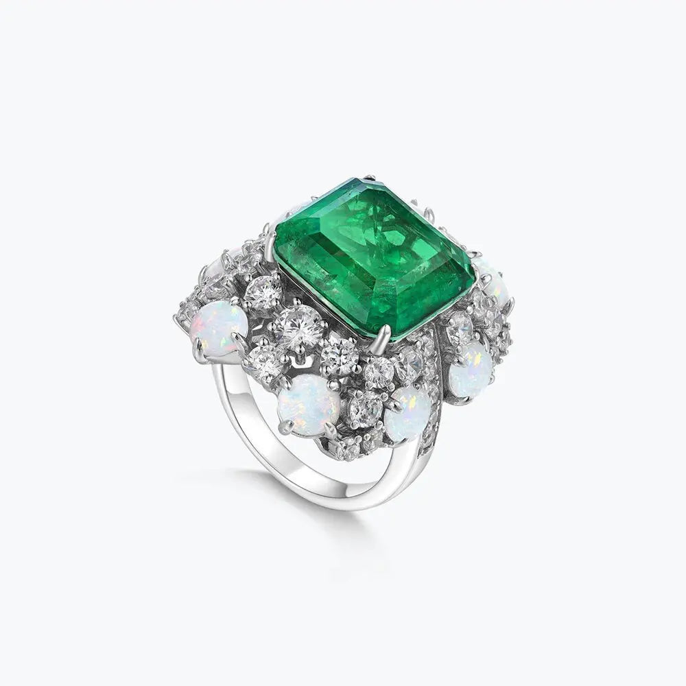 Bague de fiançailles MuShan Brand Jewelry en argent sterling 925, ornée d'une émeraude de synthèse taille marquise, plaquée or 18 carats pour femme
