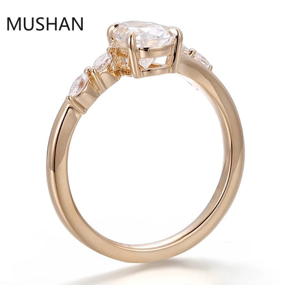 MUSHAN Bague de luxe personnalisée en or 14 carats 18 carats, bijou avec diamant moissanite et pierres précieuses de laboratoire, alliance pour femme