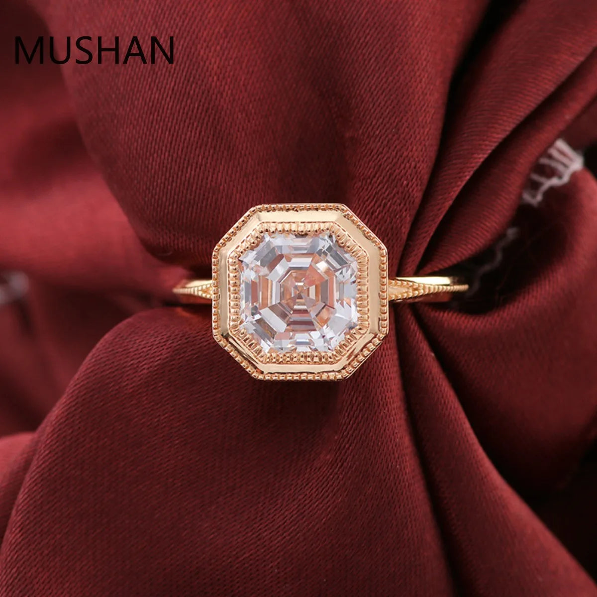 MUSHAN Luxury Custom 14K 18K Gold Rings Band Jewelry With Moissanite Diamond Lab Grown Gemstones Diamond Wedding Ring For Women