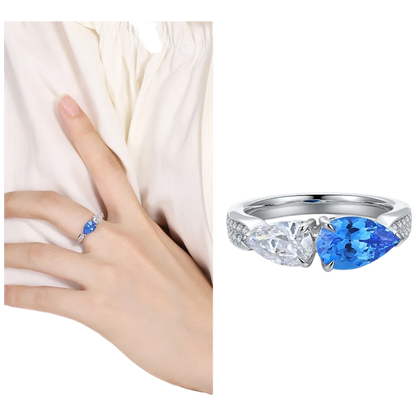 Bague MUSHAN personnalisée en argent sterling 925 avec émeraude bleue de laboratoire, ronde, pour mariage et fête, pour femme, plaquée or 18 carats, bague d'anniversaire
