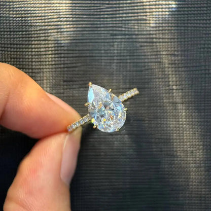 Anillo de plata de ley 925 marca MuShan, anillo de compromiso con moissanita redonda para mamá, chapado en oro real de 18K, anillos con patente MST