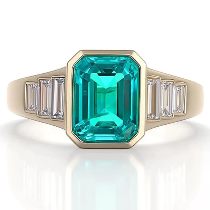 MUSHAN Bespoke Jewelry 3ct Lab Grown Ruby Emerald Ring Band 10K 14K 18K Gold Jewelry Sapphire Rings For Women Wedding Jewelry