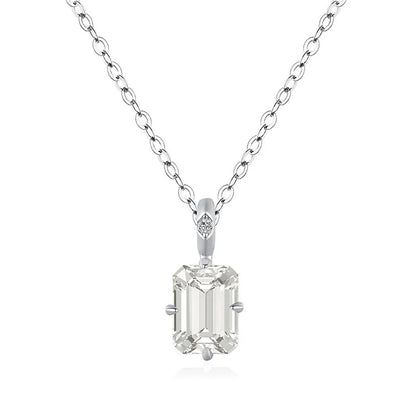 MuShan Jewelry 925 Sterling Silver Necklace Lab Grown Ruby Asscher Daily Wear for Women 18K Gold Plated Anniversary Necklace