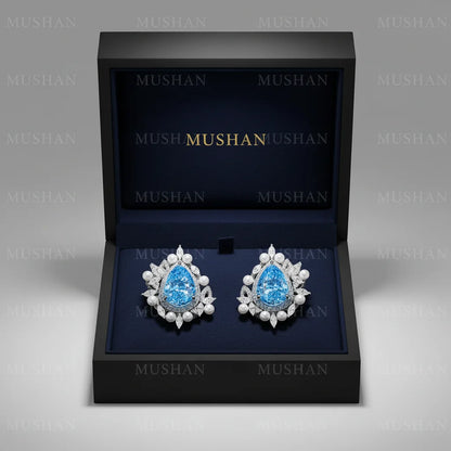 Boucles d'oreilles clous MUSHAN en véritable argent sterling 925 pour femme, avec aigue-marine et perle, bijoux fins S925