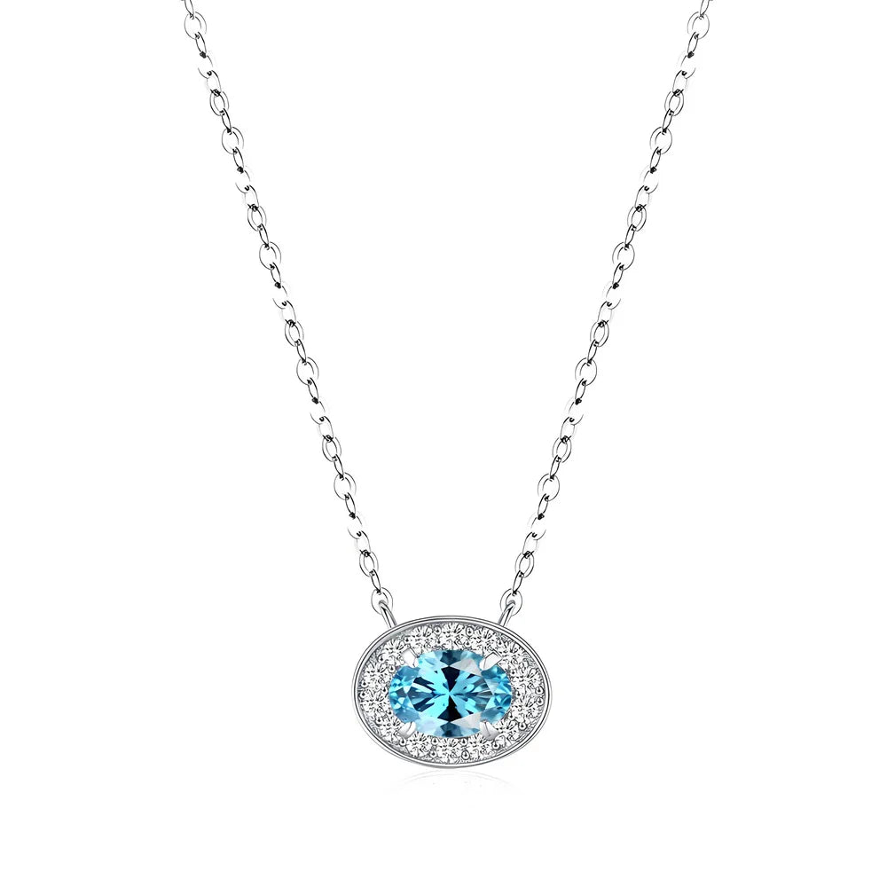 MuShan Jewelry 925 Sterling Silver Necklace Lab Grown Emerald Oval Luxury Gift for Women 18K Gold Plated Anniversary Necklace