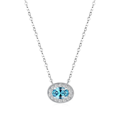 MuShan Jewelry 925 Sterling Silver Necklace Lab Grown Emerald Oval Luxury Gift for Women 18K Gold Plated Anniversary Necklace