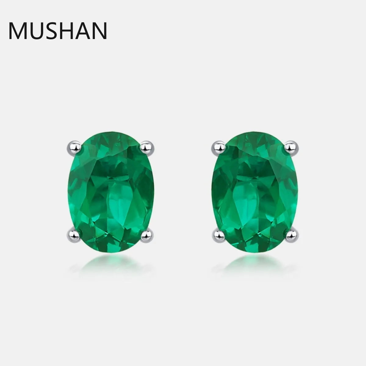 MUSHAN Luxury Jewelry S 925 Sterling Silver Stud Earrings Women GRC Certificated Lab Grown Emerald Earrings Stud Ear Pin Jewelry