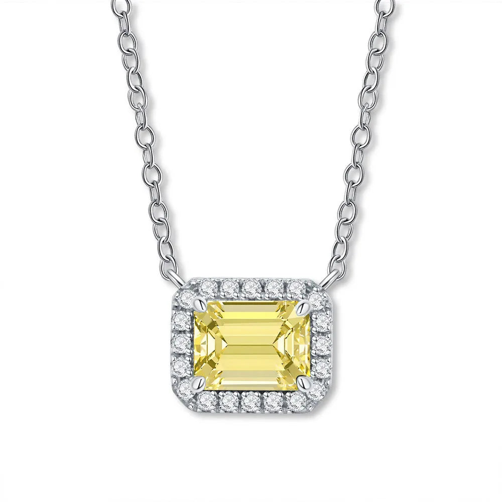 MUSHAN Bijoux de luxe pour femme, pendentif cube de sucre en argent sterling S925 avec diamant haut carbone, collier avec saphir et diamants