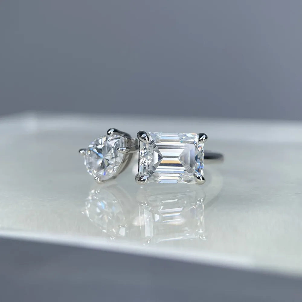 Anillo de mujer MUSHAN Luxury Jewelry en plata de ley 925, diamante de moissanita con certificado GRA, color D, esmeralda, joyería fina