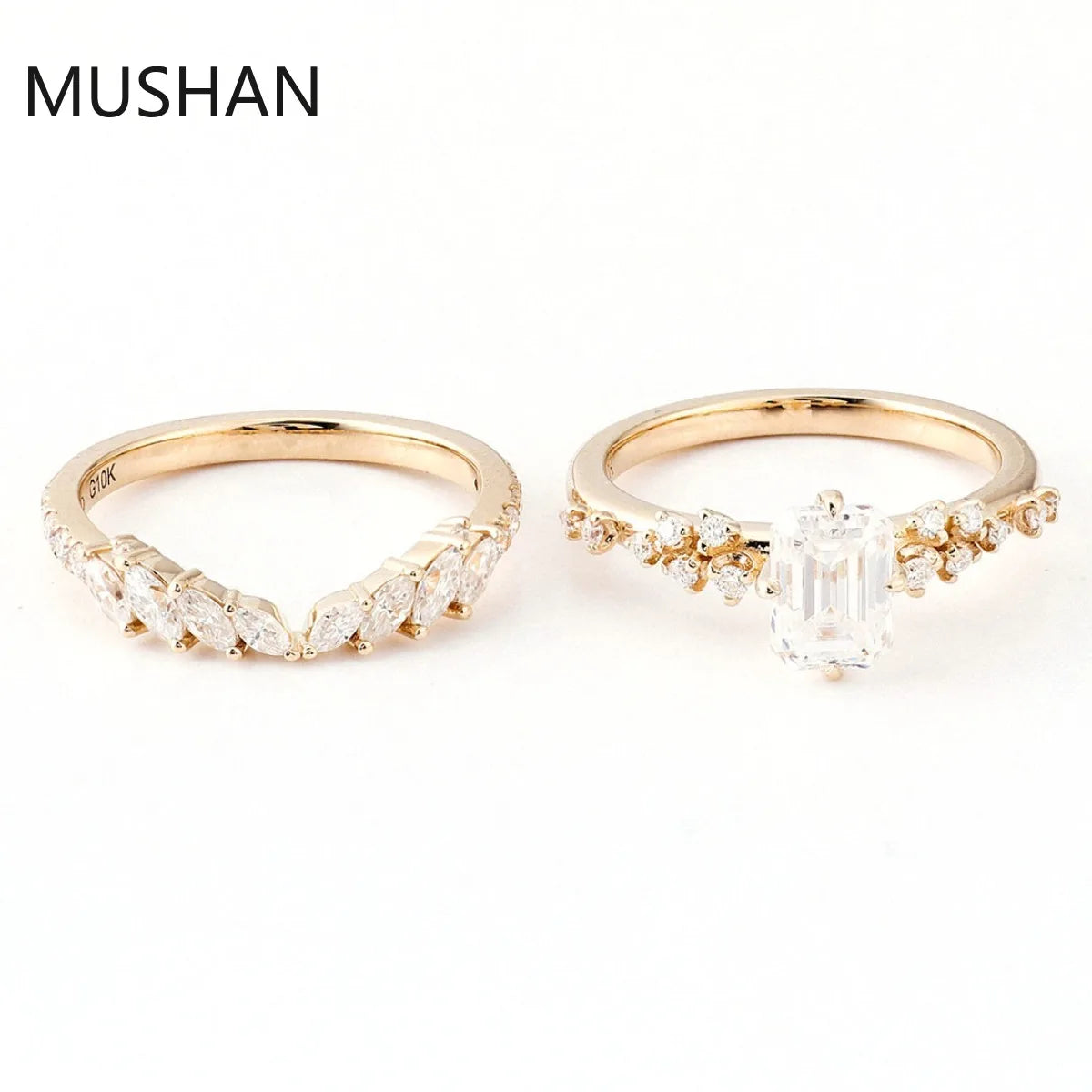 MUSHAN Luxury Custom 14K 18K Gold Rings Band Jewelry With Moissanite Diamond Lab Grown Gemstones Diamond Wedding Ring For Women
