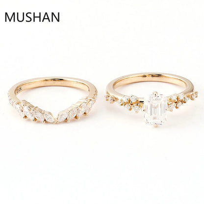 MUSHAN Luxury Custom 14K 18K Gold Rings Band Jewelry With Moissanite Diamond Lab Grown Gemstones Diamond Wedding Ring For Women