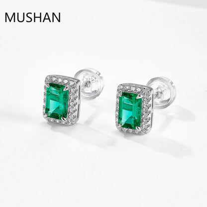 Boucles d'oreilles à clous MUSHAN Luxury Jewelry en argent sterling 925 pour femme, boucles d'oreilles à clous avec émeraude de laboratoire certifiée GRC