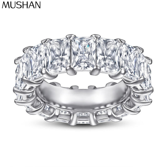 MuShan Jewelry 925 Sterling Silver Rings Bands Engagement Ring 7A Cubic Zirconia  Women Romantic Anniversary  Women Gift