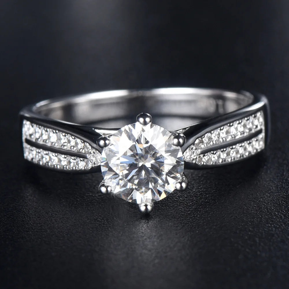 Anillo de plata de ley 925 de MuShan Luxury Jewelry, anillo de uso diario con moissanita VVS para mujer, bañado en oro real de 18K, joyería con patente MST