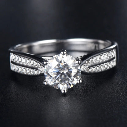 Anillo de plata de ley 925 de MuShan Luxury Jewelry, anillo de uso diario con moissanita VVS para mujer, bañado en oro real de 18K, joyería con patente MST