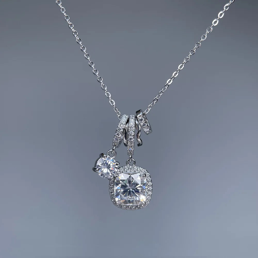 MuShan Luxury Jewelry 925 Sterling Silver Necklace Collar Brilliant Moissanite Girls Best Mom Platinum Plated MST Patent Collars