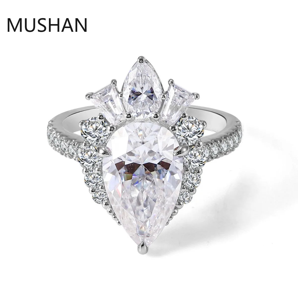 MUSHAN Luxury Custom 14K 18K Gold Rings Band Jewelry With Moissanite Diamond Lab Grown Gemstones Diamond Wedding Ring For Women