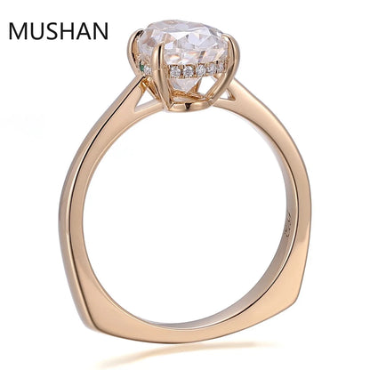 MUSHAN Luxury Custom 14K 18K Gold Rings Band Jewelry With Moissanite Diamond Lab Grown Gemstones Diamond Wedding Ring For Women