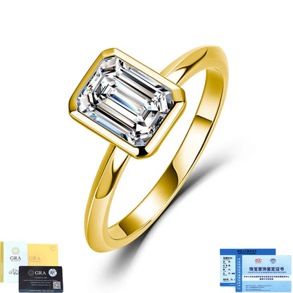 Bague MUSHAN Luxury Jewelry en argent sterling 925 pour femme, diamant moissanite taille émeraude certifié GRA, couleur D, bijou raffiné