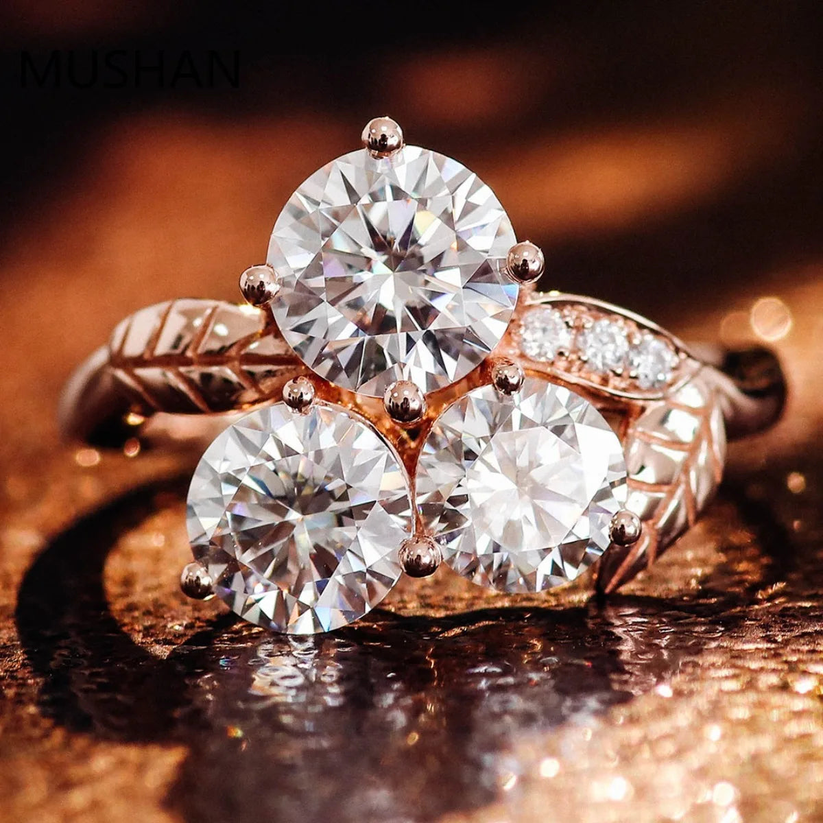 MUSHAN Luxury Custom 14K 18K Gold Rings Band Jewelry With Moissanite Diamond Lab Grown Gemstones Diamond Wedding Ring For Women
