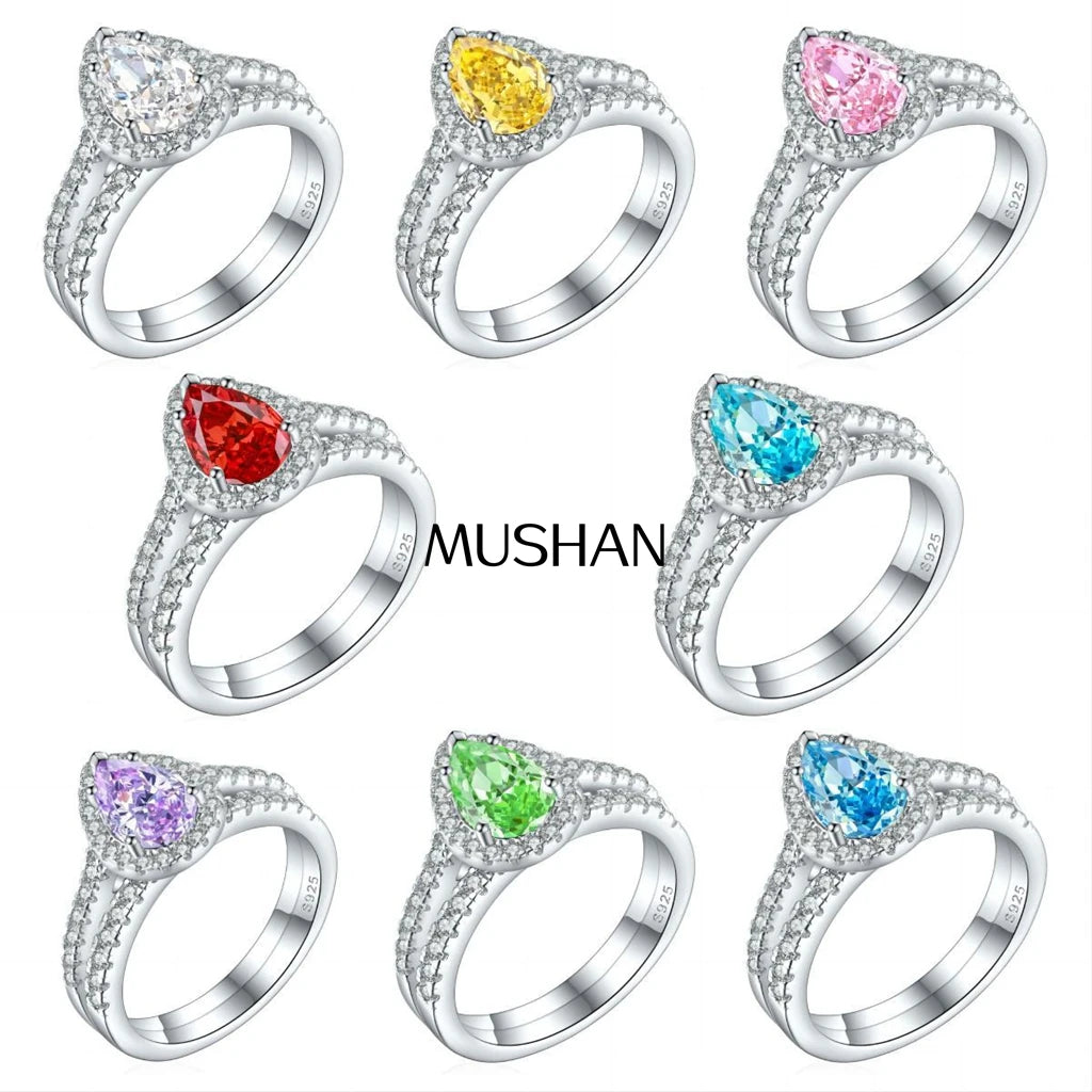 MuShan Jewelry 925 Sterling Silver Ring Wedding Band High Carbon Diamond Sister Gift Statement Jewelry Women Rings Fine Jewelry