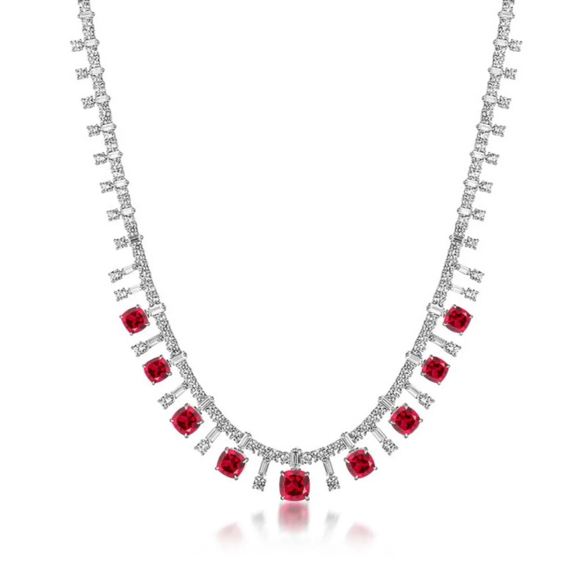 MUSHAN Luxury Jewelry 925 Sterling Silver Chain Pendant Necklace Lab Grown Emerald Ruby Gemstones Necklaces Pendants GRC Jewelry