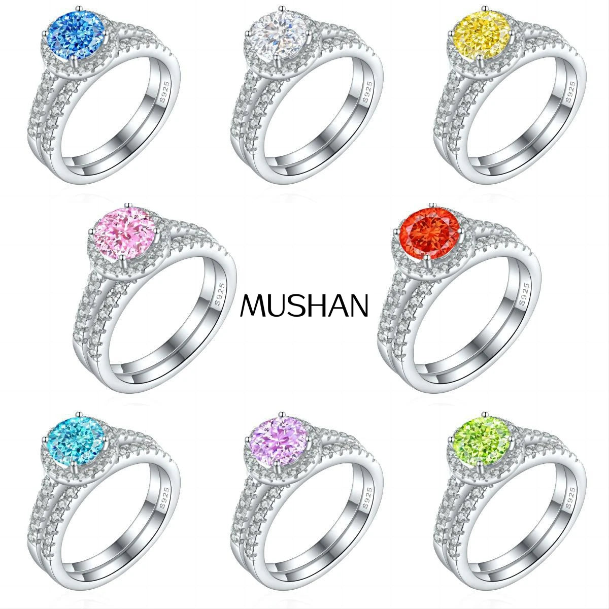 Bague de mariage MuShan Jewelry en argent sterling 925 avec diamant à haute teneur en carbone, cadeau de Noël, bijoux fins pour femmes
