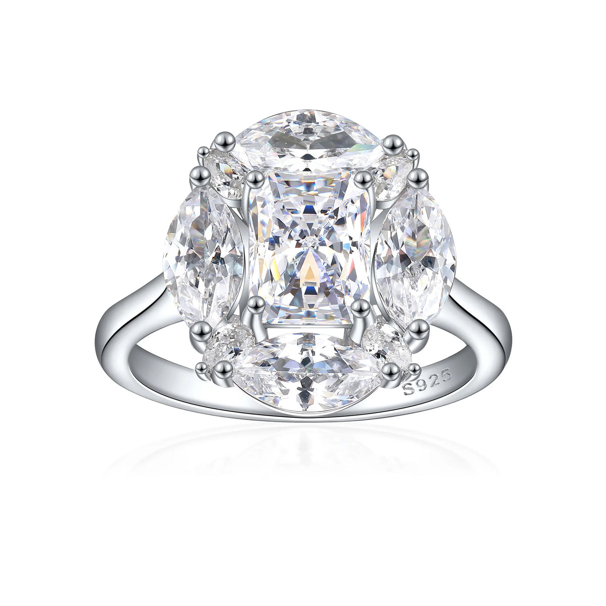 Bague de mariage MuShan Jewelry en argent sterling 925 avec diamant à haute teneur en carbone, cadeau de Noël, cadeau pour elle, bagues pour femmes, joaillerie fine
