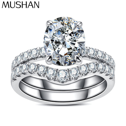 Anillo de plata de ley 925 de MuShan Luxury Jewelry, anillo encantador de moissanita VVS para esposa, bañado en oro auténtico de 18K, anillos con patente MST