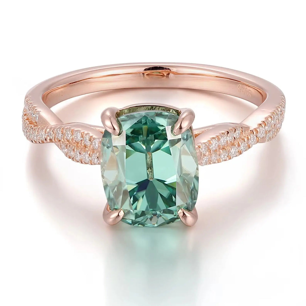 MUSHAN Custom Jewelry 10k 14k 18k Gold 925 Silver Ring 2ct Green Rare Moissanite Diamond Wedding Rings Women 18K Gold Jewelry