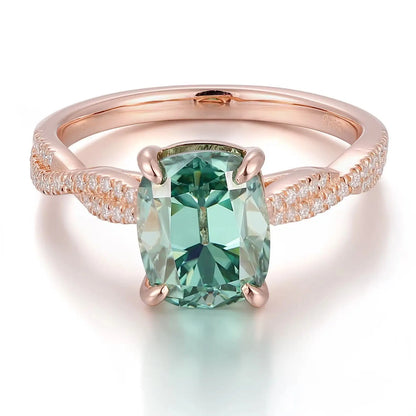 MUSHAN Custom Jewelry 10k 14k 18k Gold 925 Silver Ring 2ct Green Rare Moissanite Diamond Wedding Rings Women 18K Gold Jewelry