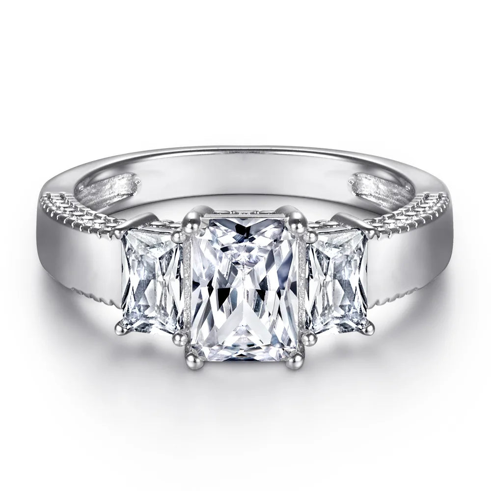 MuShan Jewelry 925 Sterling Silver Romantic Engagement Ring 5A Cubic Zirconia Valentine Anniversary Rings Bands  Women Gift