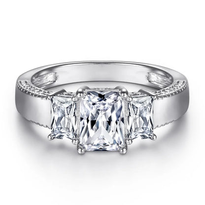 MuShan Jewelry 925 Sterling Silver Romantic Engagement Ring 5A Cubic Zirconia Valentine Anniversary Rings Bands  Women Gift