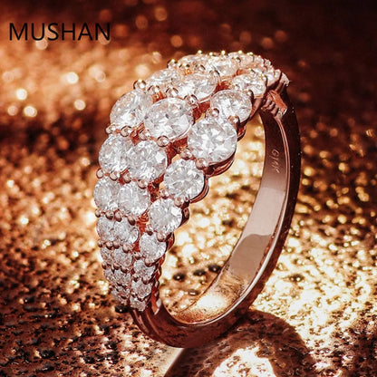 MUSHAN Luxury Custom 14K 18K Gold Rings Band Jewelry With Moissanite Diamond Lab Grown Gemstones Diamond Wedding Ring For Women