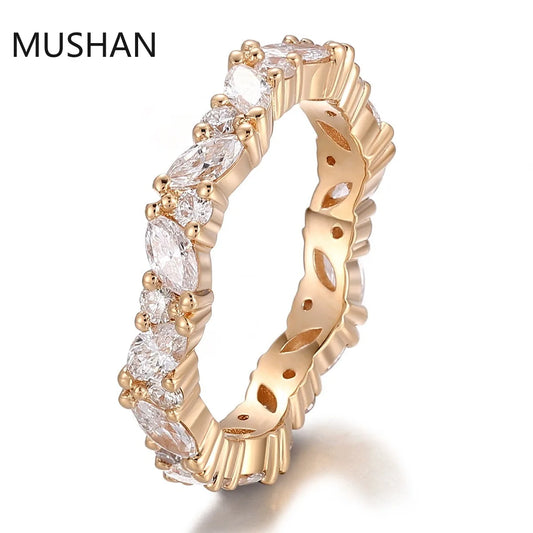 MUSHAN Luxury Custom 14K 18K Gold Rings Band Jewelry With Moissanite Diamond Lab Grown Gemstones Diamond Wedding Ring For Women