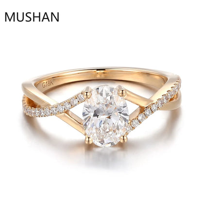MUSHAN Luxury Custom 14K 18K Gold Rings Band Jewelry With Moissanite Diamond Lab Grown Gemstones Diamond Wedding Ring For Women