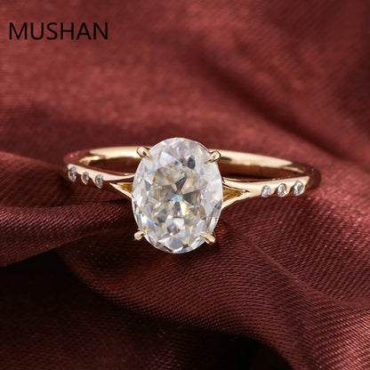 MUSHAN Luxury Custom 14K 18K Gold Rings Band Jewelry With Moissanite Diamond Lab Grown Gemstones Diamond Wedding Ring For Women
