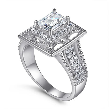 MuShan Jewelry 925 Sterling Silver Rings Bands Engagement Ring 7A Cubic Zirconia Romantic Delicate Anniversary  Women Gift