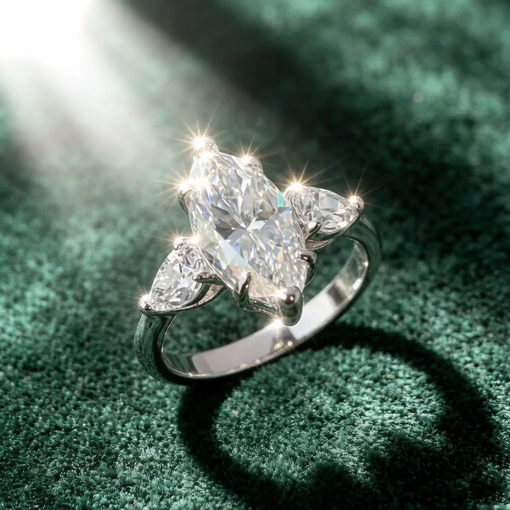 Bague MUSHAN Luxury Jewelry en argent sterling 925 pour femme, diamant moissanite taille émeraude certifié GRA, couleur D, bijou de luxe
