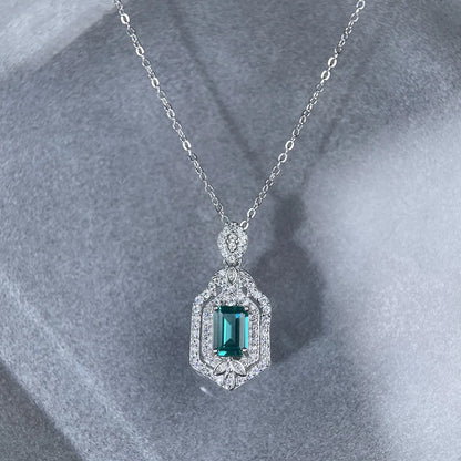MuShan Jewelry 925 Sterling Silver Necklace Pendant Chain HCD Gemstones Minimalist Style Elegant Style Women Necklaces Jewelry