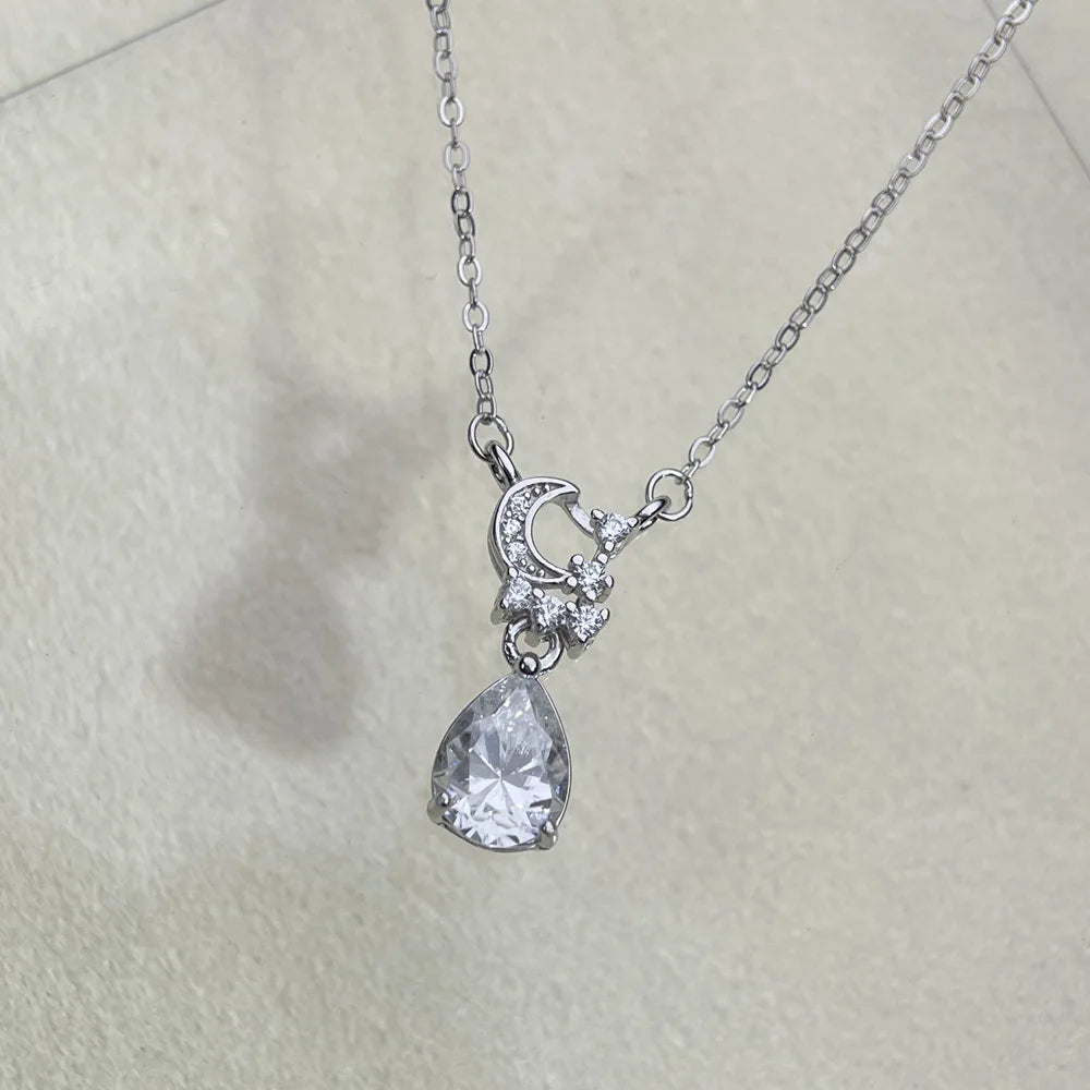 Collar con colgante de corazón de moissanita, cadena belcher de plata de ley 925, baño de oro, patente MST, marca MuShan Jewelry, para novia y San Valentín