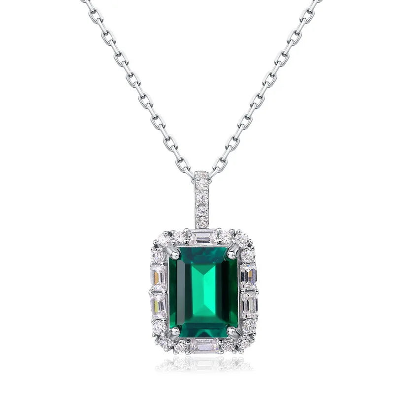 MuShan Jewelry 925 Sterling Silver Necklace Lab Grown Ruby Cushion Evening Wear for Women 18K Gold Plated Anniversary Necklace