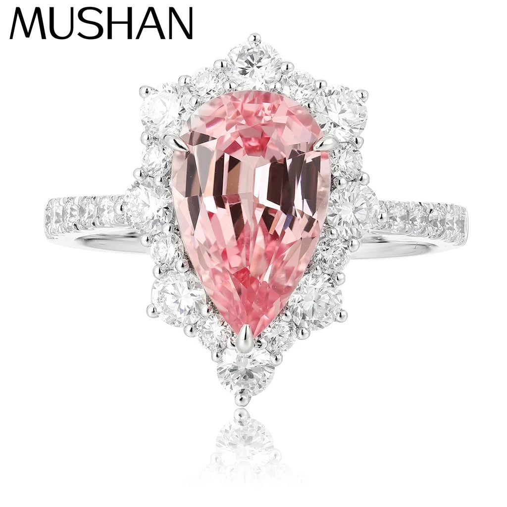 MUSHAN Custom Jewelry 925 Sterling Silver Ring Lab Blue Ruby Princess Wedding Ring for Women 18K Gold Plated Anniversary Rings