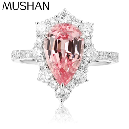 MUSHAN Custom Jewelry 925 Sterling Silver Ring Lab Blue Ruby Princess Wedding Ring for Women 18K Gold Plated Anniversary Rings