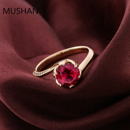 MUSHAN Luxury Custom 14K 18K Gold Rings Band Jewelry Lab Grown Ruby Gemstones Party Bridal Wedding Ring For Women