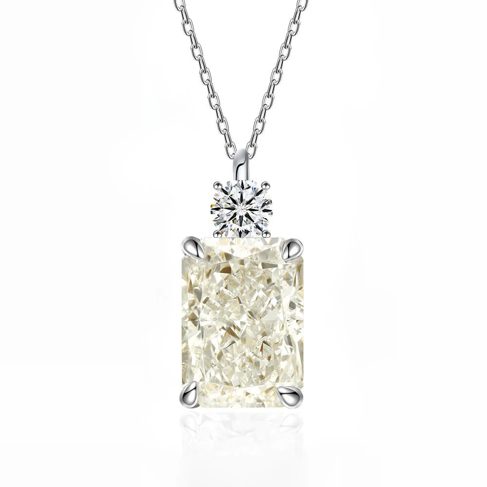 MUSHAN Luxury Jewelry 7ct 8*10 Rectangular Necklace For Women Made Of 925 Silver With Ice Flower Cut High-Carat Diamond Pendant