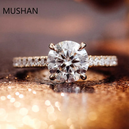 MUSHAN Luxury Custom 14K 18K Gold Rings Band Jewelry With Moissanite Diamond Lab Grown Gemstones Diamond Wedding Ring For Women