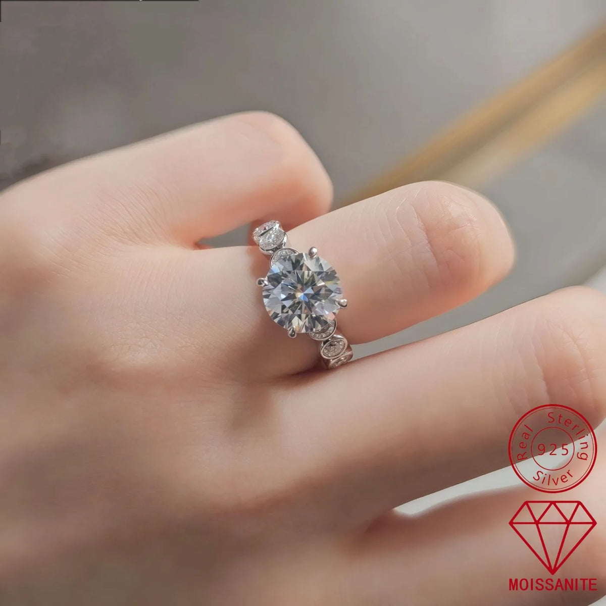 MUHAN Luxury Jewelry  925 Sterling Silver Ring Wedding Band  Women GRA Certificate Moissanite Diamond Rings D Color Fine Jewelry
