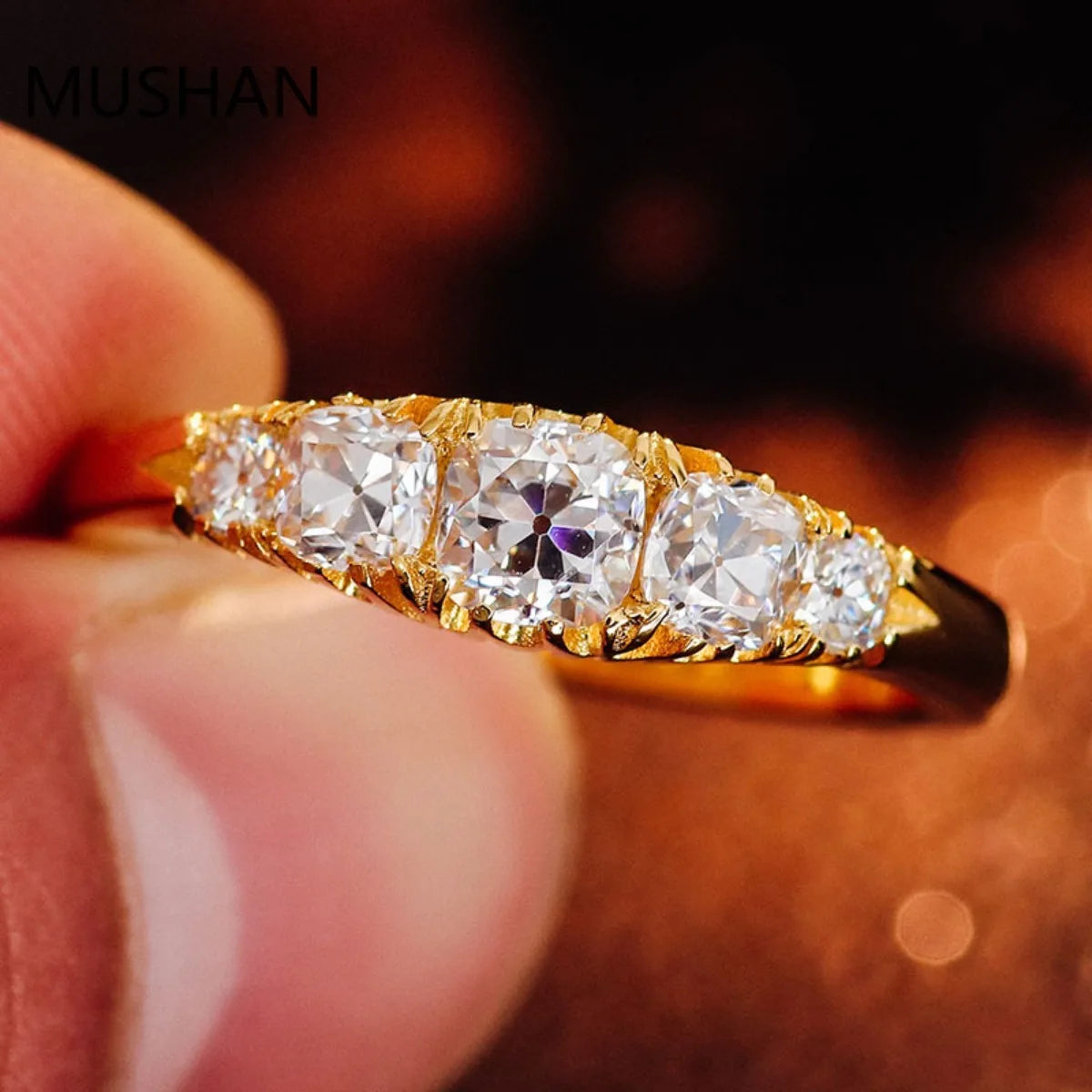MUSHAN Luxury Custom 14K 18K Gold Rings Band Jewelry With Moissanite Diamond Lab Grown Gemstones Diamond Wedding Ring For Women