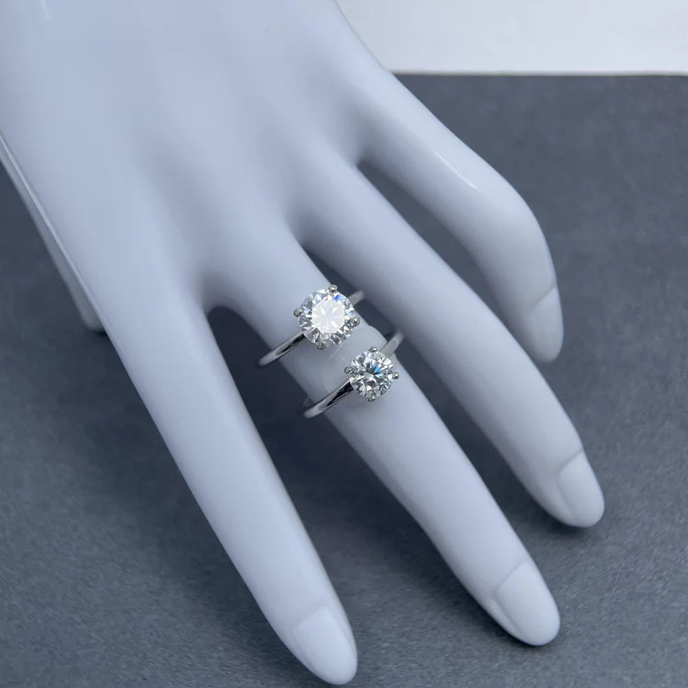 MuShan Luxury Jewelry 925 Sterling Silver Ring VVS Moissanite Minimalist Ring Ladies 18K Gold Plated MST Patent Jewellery